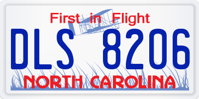 NC license plate DLS8206