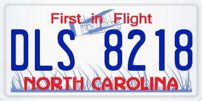 NC license plate DLS8218