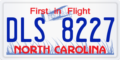 NC license plate DLS8227