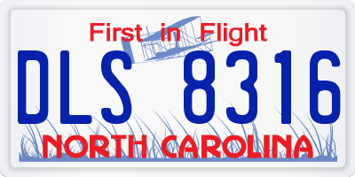 NC license plate DLS8316