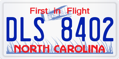 NC license plate DLS8402
