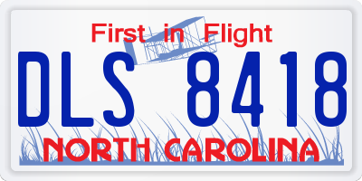 NC license plate DLS8418