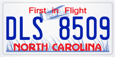 NC license plate DLS8509
