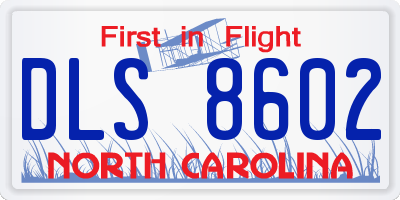 NC license plate DLS8602