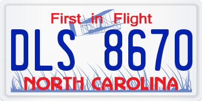 NC license plate DLS8670