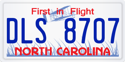 NC license plate DLS8707