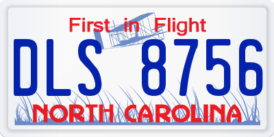 NC license plate DLS8756