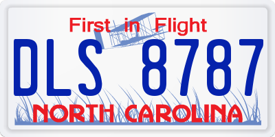 NC license plate DLS8787
