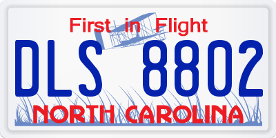 NC license plate DLS8802
