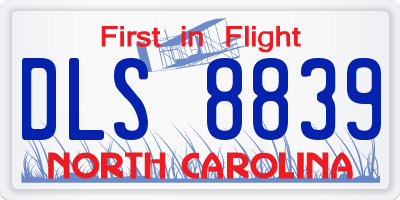 NC license plate DLS8839