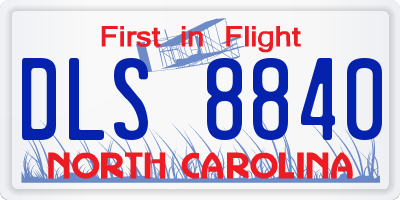 NC license plate DLS8840