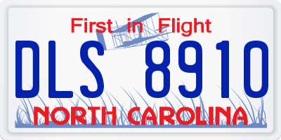 NC license plate DLS8910