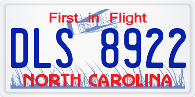 NC license plate DLS8922