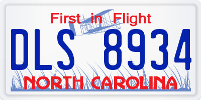 NC license plate DLS8934