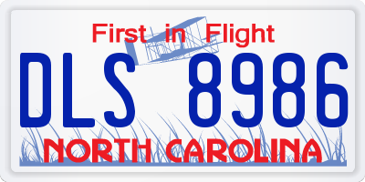 NC license plate DLS8986