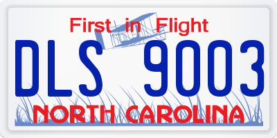 NC license plate DLS9003