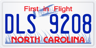 NC license plate DLS9208