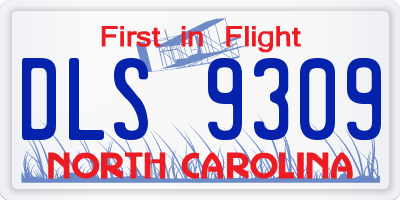 NC license plate DLS9309