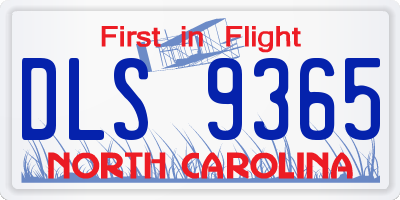 NC license plate DLS9365
