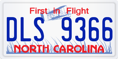 NC license plate DLS9366