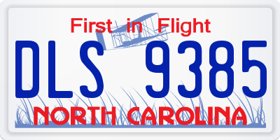 NC license plate DLS9385