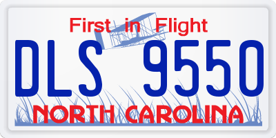 NC license plate DLS9550