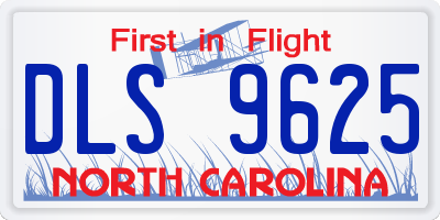 NC license plate DLS9625