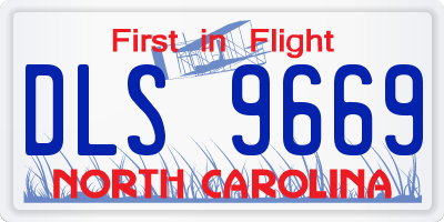 NC license plate DLS9669
