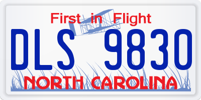 NC license plate DLS9830