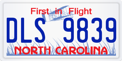 NC license plate DLS9839