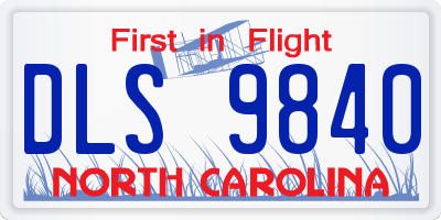 NC license plate DLS9840