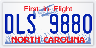 NC license plate DLS9880