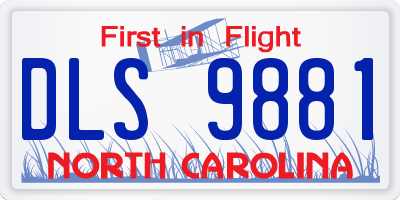 NC license plate DLS9881