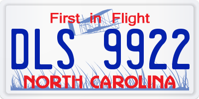 NC license plate DLS9922