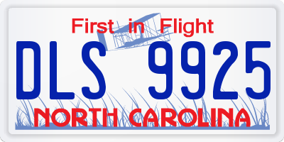 NC license plate DLS9925