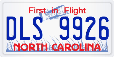 NC license plate DLS9926