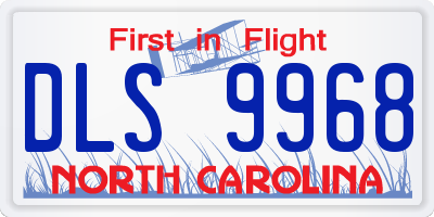 NC license plate DLS9968