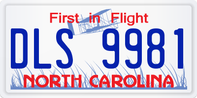NC license plate DLS9981