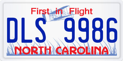 NC license plate DLS9986