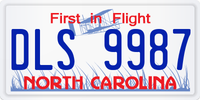 NC license plate DLS9987