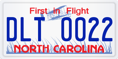 NC license plate DLT0022