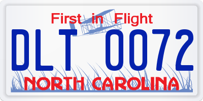 NC license plate DLT0072