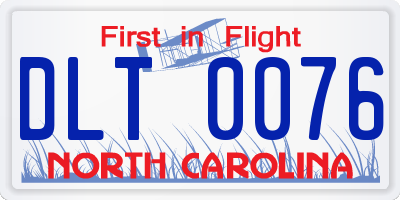 NC license plate DLT0076