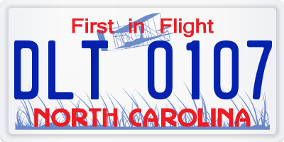 NC license plate DLT0107