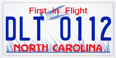NC license plate DLT0112