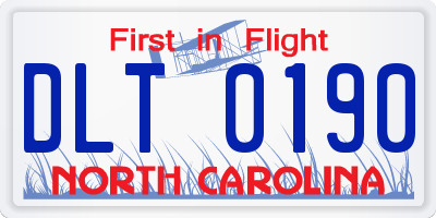 NC license plate DLT0190