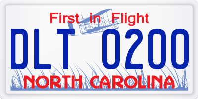 NC license plate DLT0200