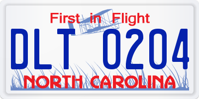 NC license plate DLT0204