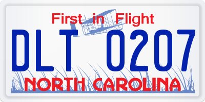 NC license plate DLT0207