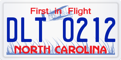 NC license plate DLT0212